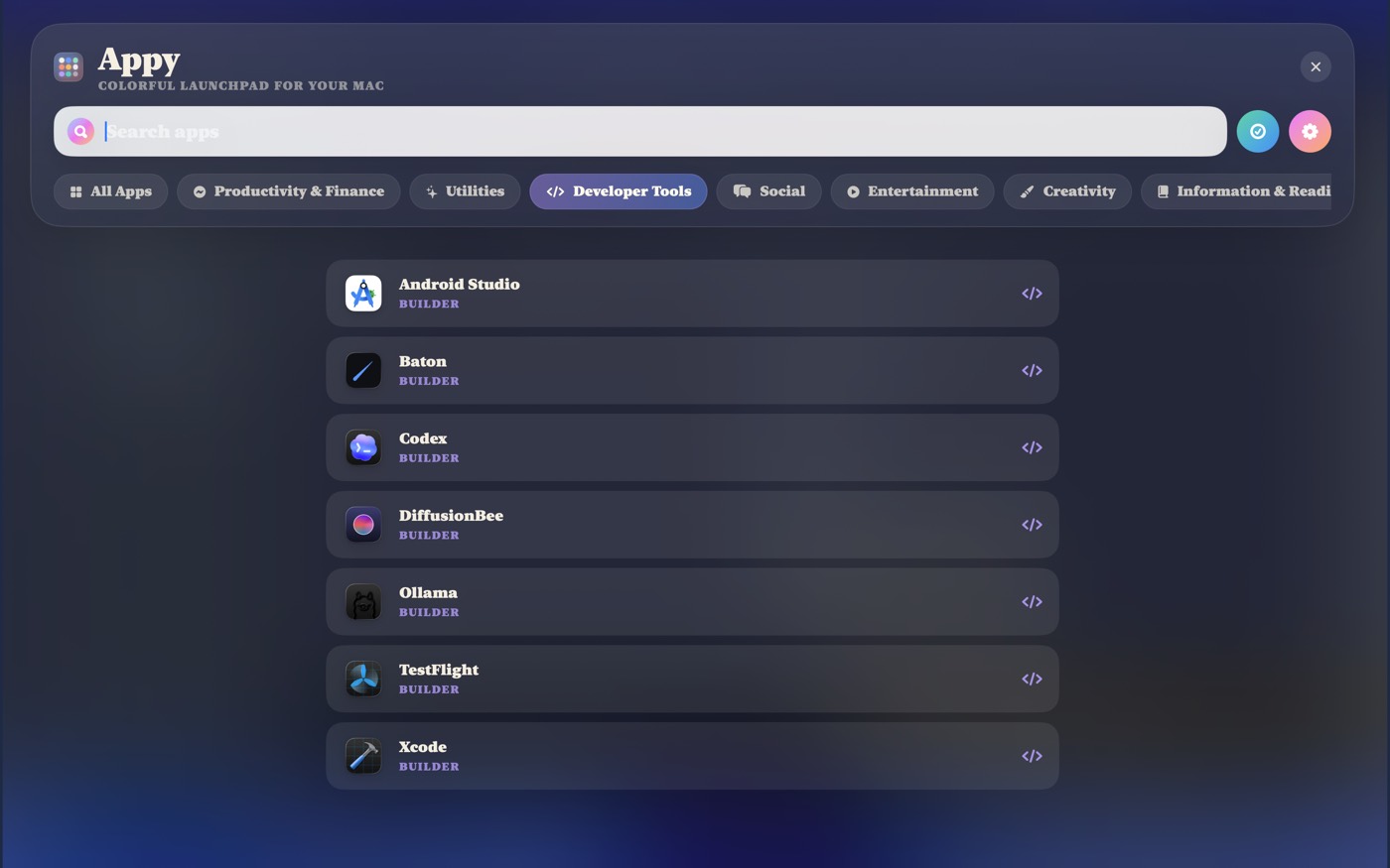 Appy list layout